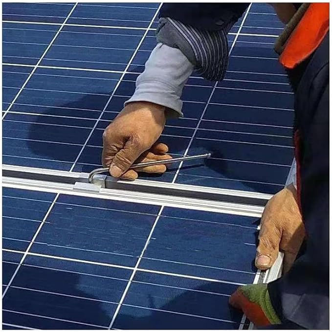 Solar Panel Mounting Z Brackets - Adjustable Aluminum Clamps 30-45Mm, 20 Mid and 8 End Clamps for Panels