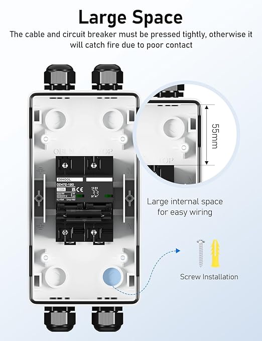 DIHOOL Solar DC Circuit Breaker Box 100 Amp Solar Panel Disconnect Switch