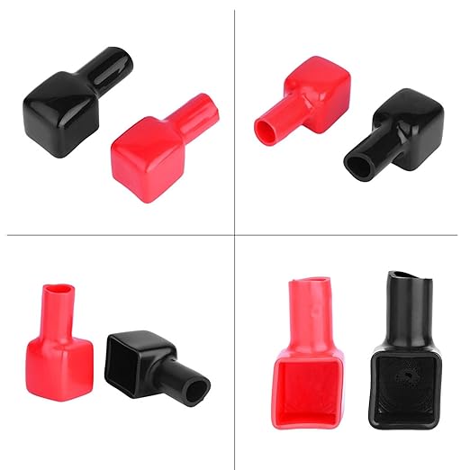 Battery Terminal Covers, 2 Pcs Battery Terminal Protector, Mini PVC Motorcycle Battery Cable Cover, Positive and Negative Cable Covers in Red and Black for Boat Cars Truck