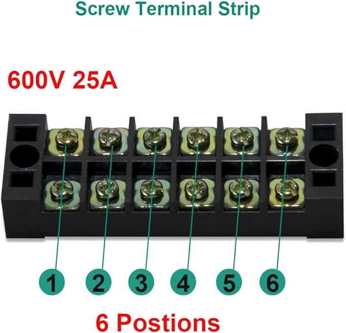 MILAPEAK 10pcs (5 Sets) 6 Positions Dual Row 600V 25A Screw Terminal Strip Blocks with Cover + 400V 25A 6 Positions Pre-Insulated Terminals Barrier Strip (Black & Red)