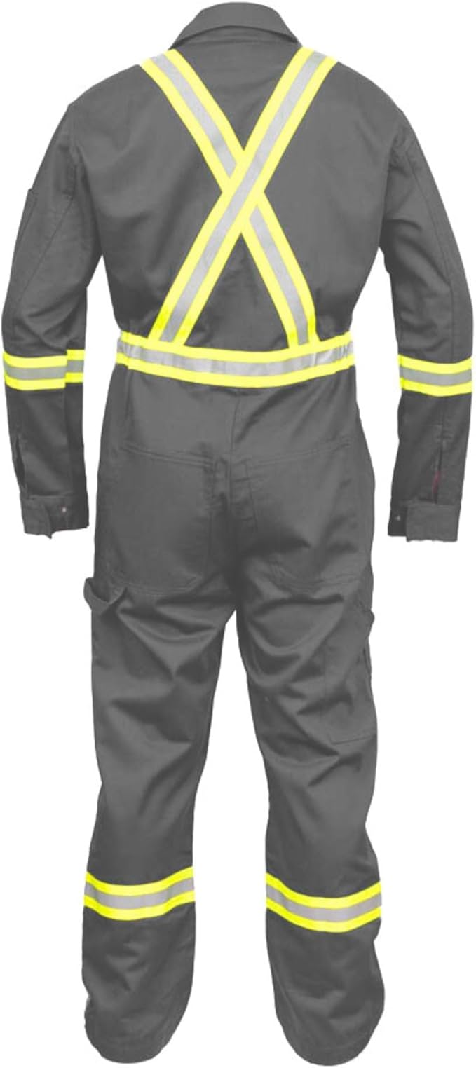Just In Trend Safety Hi Vis Coverall with Leg Zipper – 100% Cotton, 7 oz