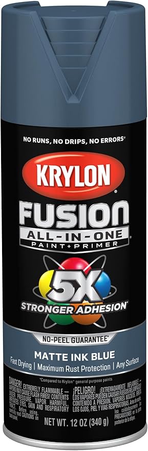 Krylon Fusion All-In-One Adhesive Spray Paint for Indoor/Outdoor Use, 12 oz, Ink Blue