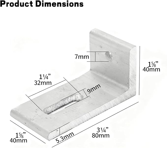 10Pcs L Foot Solar Mount，3.15 x 1.57 x 1.57 Inch Aluminum Alloy Photovoltaic Panel Mounting Bracket Mount,Windproof and Shockproof for Roof PV System Install Accessories
