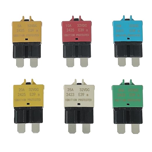 5A 10A 15A 20A 25A 30A DC 12V-32V Manual Reset Circuit Breaker ATC/ATO Low Profile T3 Mini Blade Fuses Breakers for Car Trucks Marine Boat RV Solar and More