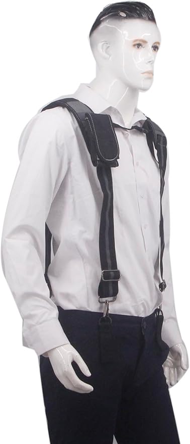 Tool Belt Suspender for Men 4 Point Padded with Attachment Loops, WristBand Pouch Pocket for Construction Worker