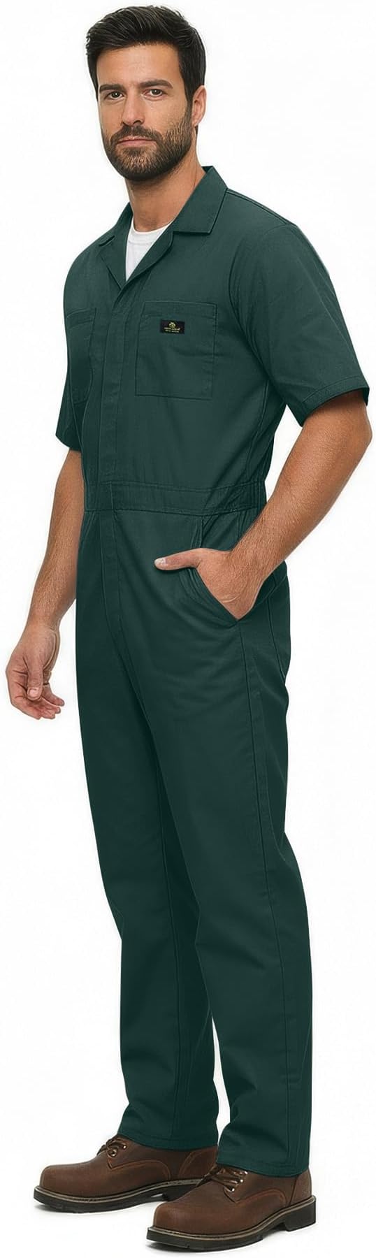 Natural Uniforms Mens Short Sleeve Zip Up Coverall, Stain and Wrinkle Resistant (Hunter Green, X-Small Tall)