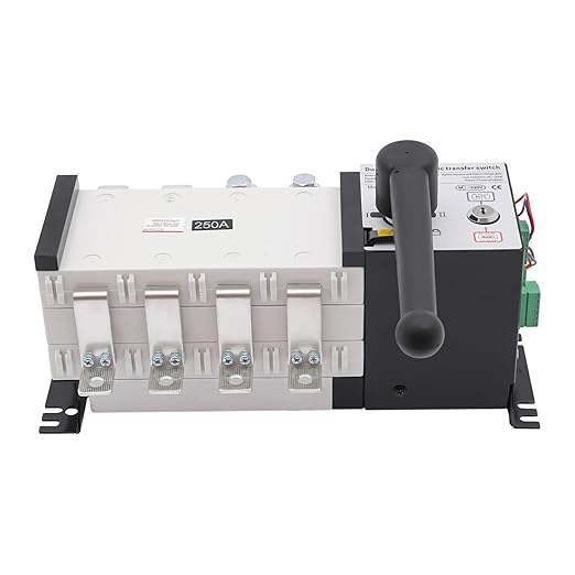 Dual Power Automatic Transfer Switch 63A 2P/4P 110V Generator Changeover Switch Tool Electronic Power Circuit Breaker Controller 50HZ/60HZ (4P/250A Black)