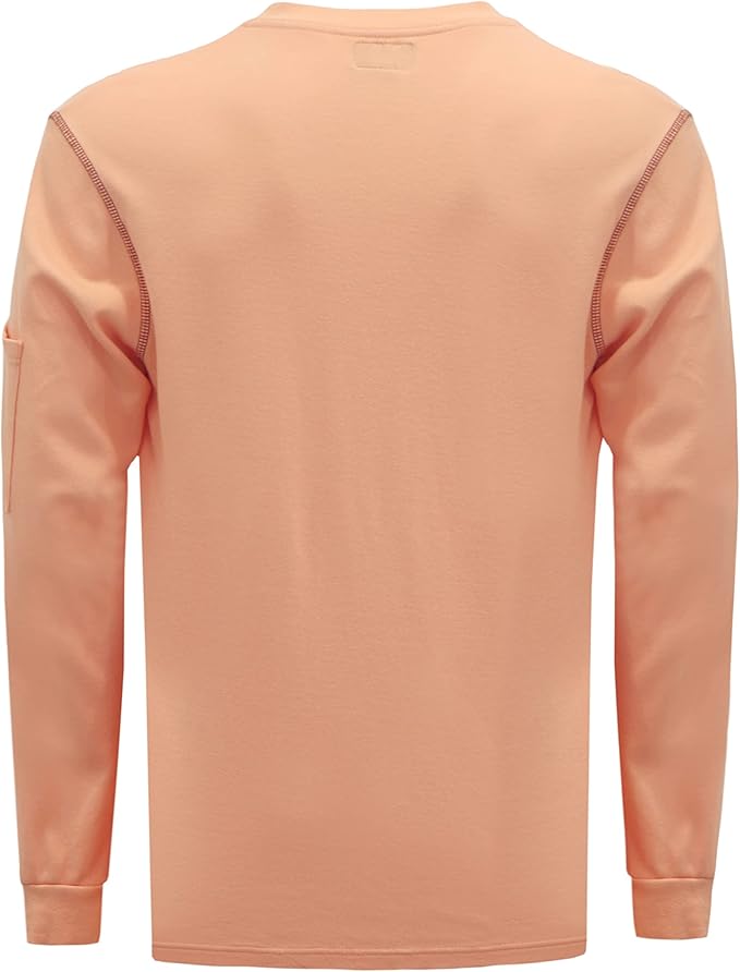 KONRECO FR Shirts for Men Long Sleeve 7oz Cotton Flame Resistant/Fire Retardant CAT2 Henley Shirt