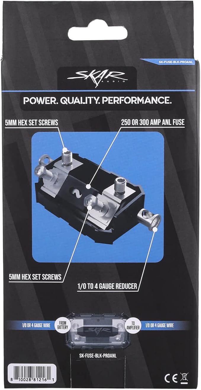 Skar Audio 1/0 or 4 Gauge Pro Series in-line ANL Fuse Holder (SK-Fuse-BLK-PROANL)