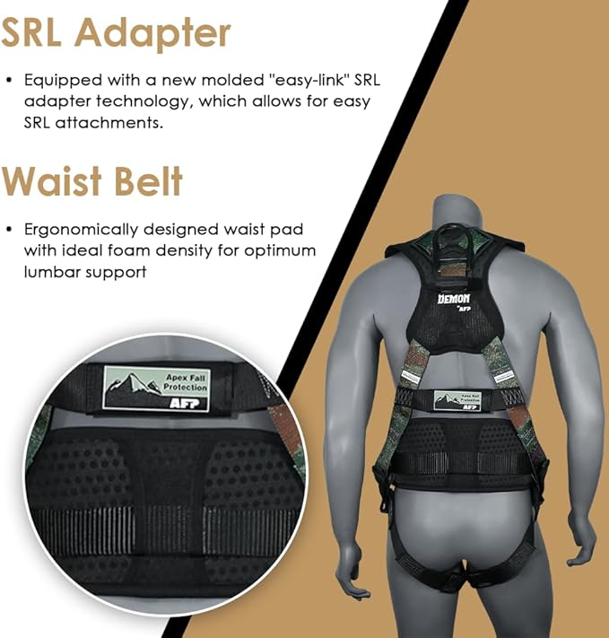 AFP Demon Fall Protection Comfortable Safety Harness (OSHA/ANSI PPE)