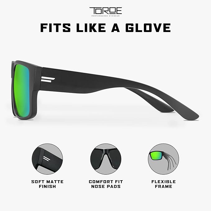 TOROE Z87+ Polarized Safety Sunglasses Matte Black TR90 Frame, ANSI Rated Lens