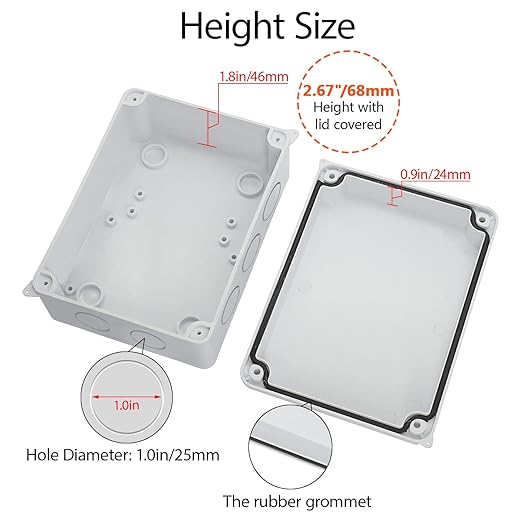 LeMotech Junction Box, Electrical Box IP65 Water Resistant Dustproof ABS Plastic Project Enclosure for Electronics White, External Size 5.9 x 4.3 x 2.8 inch
