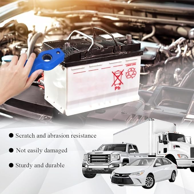 4 in 1 Car Battery Cleaning Brush, Car Battery Terminal Cleaner, Anti-Rust Auto Battery Cleaner with Steel Wire, Battery Cleaner Tool Car Accessories for Cleaning Auto Battery Post (Blue)