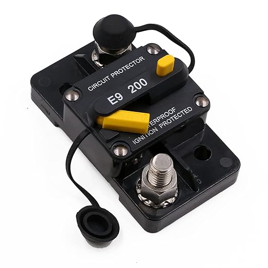 Heavy Duty 3/8" Studs Circuit Breaker 12V-48V 200A High Current with Manual Reset Switch for Car Audio Truck RV Travel Trailer Boat Marine Solar DC System Motors, UL, IP67 Waterproof