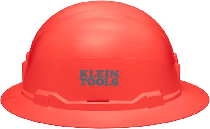 Klein Tools Hard Hat, Non-Vented Full Brim Style, Padded, Self-Wicking Odor-Resistant Sweatband, Tested up to 20kV