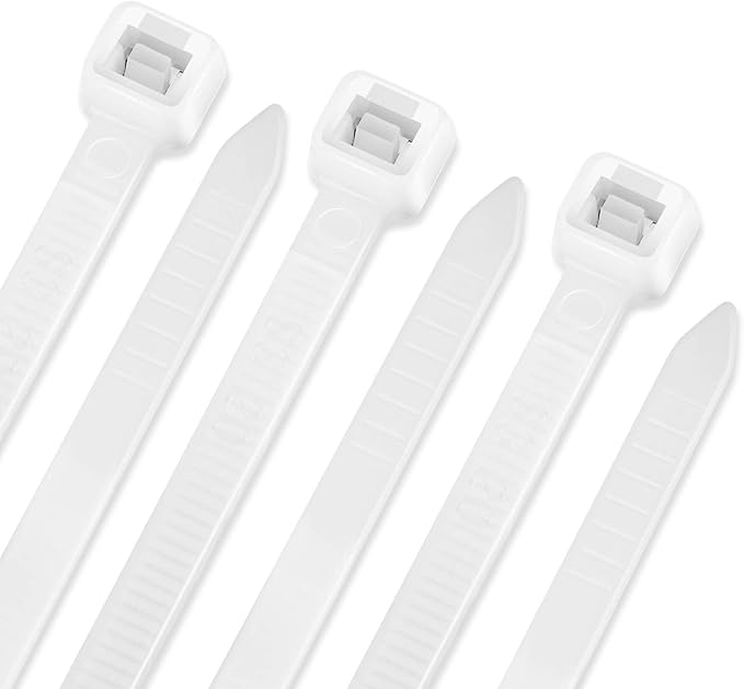 UL Listed Heavy Duty Cable Zip Ties 8 Inch, 500Pcs Industrial Nylon Durable Self Locking Wire Tie Wraps with 40 lbs Tensile Strength, Heat Resistant for Home Office Garage Multiple Use - White