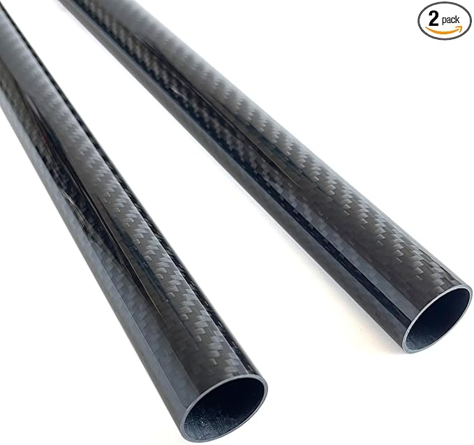 2pcs Carbon Fiber Tube 25mmx23mmx420mm 3K roll Wrapped Twill Glossy Finish