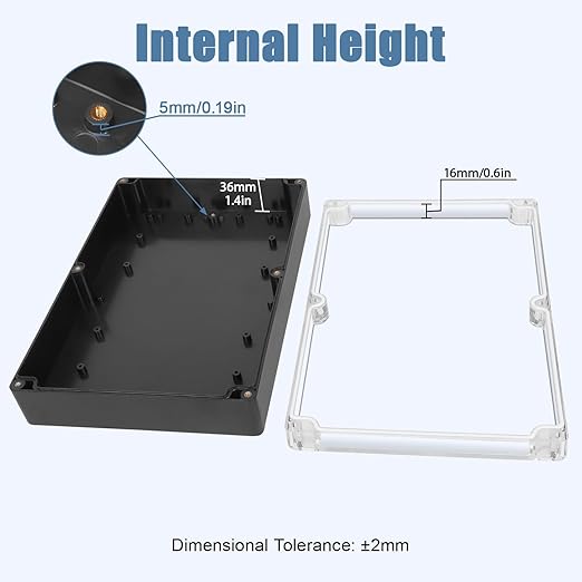 LeMotech Electrical Box Clear Cover Project Box IP65 Waterproof Junction Box ABS Plastic Case Universal Enclosure for Electronics, Black 10.3"x 7.1"x 2.3"(263x182x60mm)(Pack of 1)
