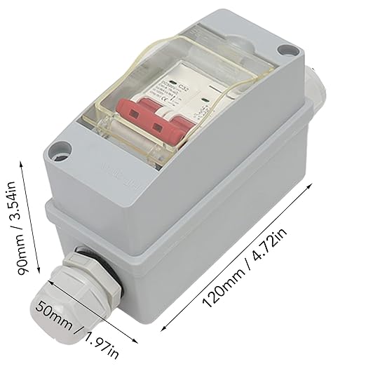 Focket 32A 500V PV DC Disconnect Switch, MCB 2P Solar Current Sink Load Switching Air Miniature Circuit Breaker with IP65 Distribution Box for Panel (Without Cable)