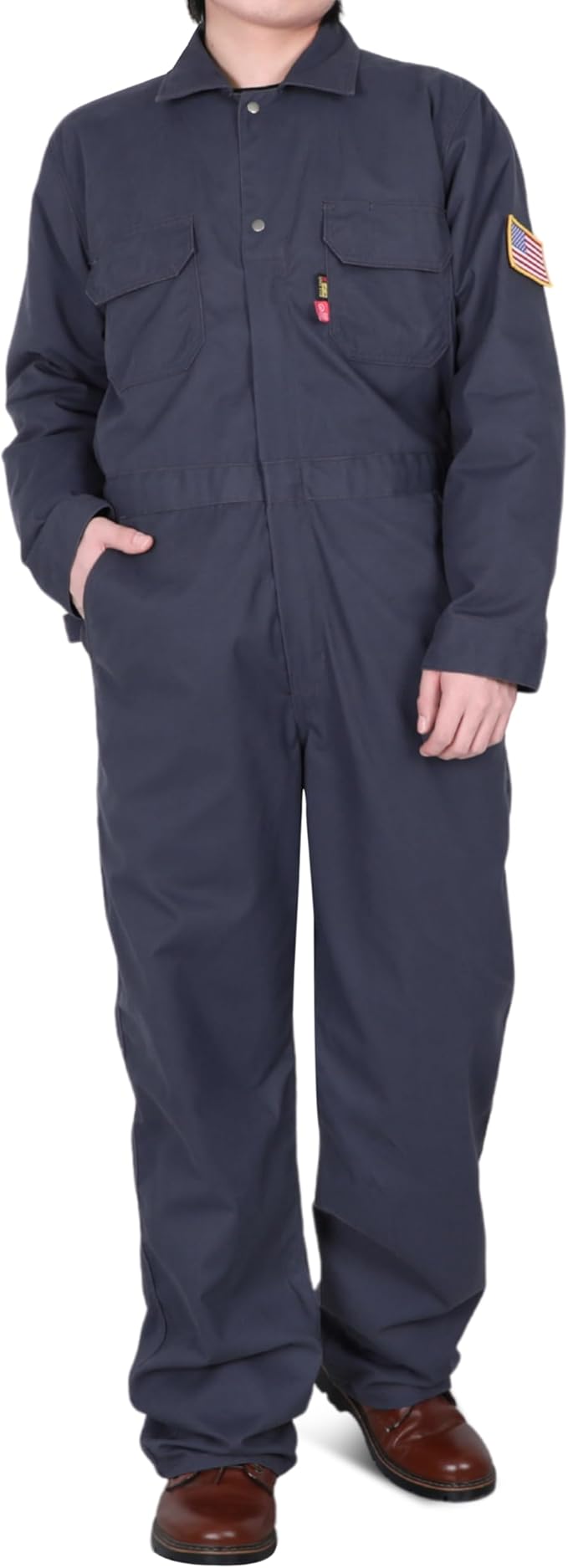 BOCOMAL FR Coveralls Men 7.5oz Cotton Twill Flame Resistant Fire Retardant Work Coverall NFPA 2112 HRC2