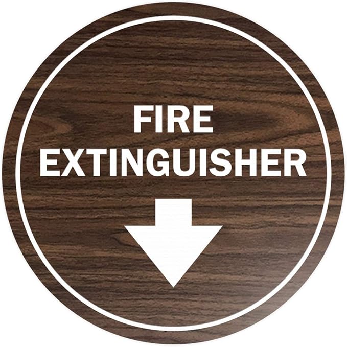 Signs ByLITA Circle Fire Extinguisher Sign (Walnut) - Small