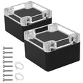 LeMotech Junction Box with Clear Cover IP65 Waterproof Project Box Dustproof ABS Plastic Electrical Project Boxes Universal Enclosure, Black 3.2"x 3.1"x 2.2"(83x81x56mm)(Pack of 2)