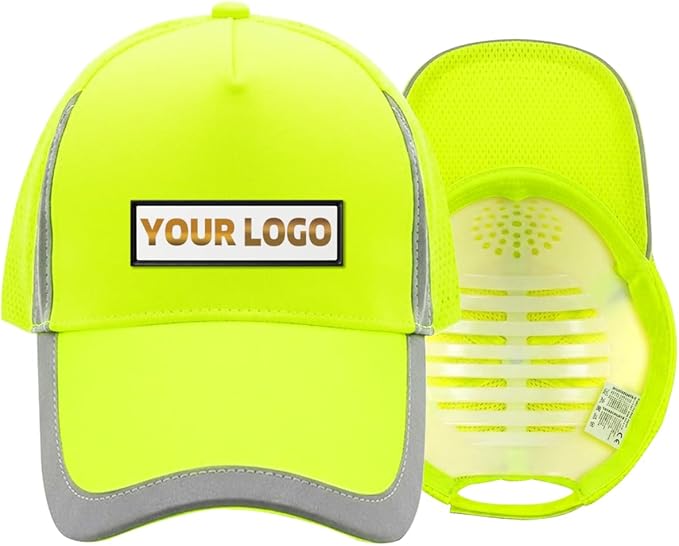 YOWESHOP Reflective Safety Baseball Cap Customize Logo with Removable PE Shell Hi-Vis Safety Work Hat