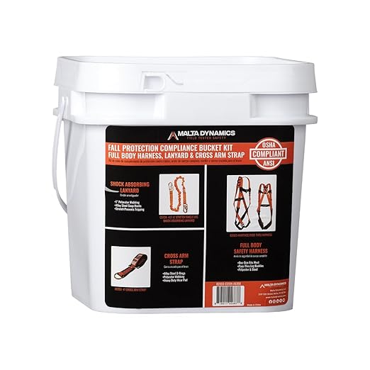 Malta Dynamics Fall Protection Compliance Kit w/Anchor Strap - Universal Warthog Pass-Thru Safety Harness Kit– Full Body Fall Protection w/ 4.5-6’ Shock Absorbing Stretch Lanyard, OSHA/ANSI Compliant