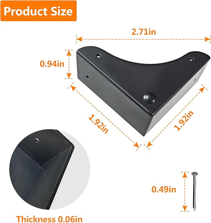 Metal Box Corner Protector, 4pcs Corner Guard Desk Box Edge Safety Decorative Protector Safety Guard Cabinet Metal Edge Bumpers for Case Wooden Furniture Hardware