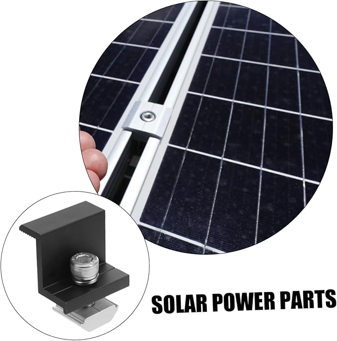 HEMOTON 4pcs Adjustable Aluminum Solar Panel Brackets for Ground Mounting Mid Clamps Enhanced Grip for Solar Panel Installation