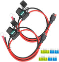 2Pack 12AWG Solar 45A Connecter to O Ring Terminal, Dual Fuse Holder Cable, Compatible with Anderson Connector Port, for Automotive Portable Power Station Solar Generators- 2FT