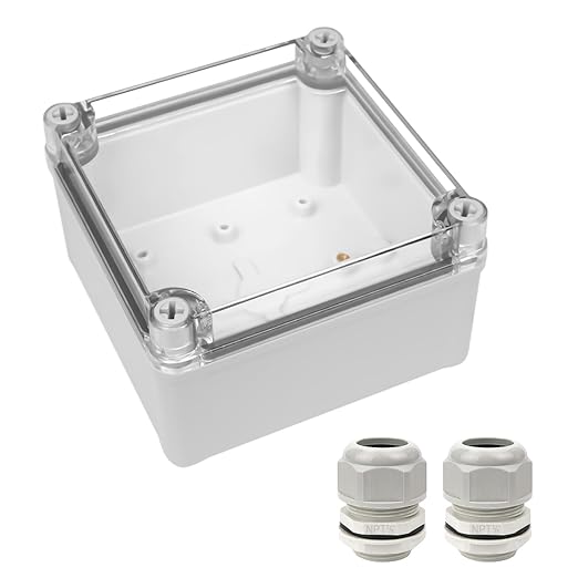 LeMotech Junction Box IP67 Waterproof Dustproof Electrical Box Project Box DIY Enclosure Gray with Transparent Clear Cover, External Size 4.9x4.9x3.0in (125x125x75mm)