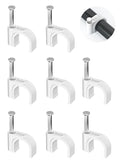 Jadaol Cable Clips 100Pcs 8mm Nail in Clips for Round Ethernet Cables Wall Clips Cable Tacks Electrical Wire TV Cable Speaker Wire Coax Clips Cable Nails for Cords Cat5/Cat5e/Cat6/Cat7 RJ45 Cord Clips