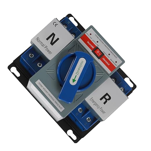 Power Automatic/Manual Transfer Switch, 63A AC110V 2-Way Generator Changeover Switch Hole M6 Installation 5.04 * 4.65in 2P/63A Blue