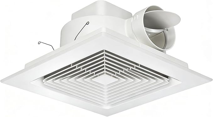 Bathroom Exhaust Fan 12" Panel Ultra Quiet without Light（10x10 Mount）, 1.0 Sone 130CFM, 4" Duct for Bathroom/Garage/Home