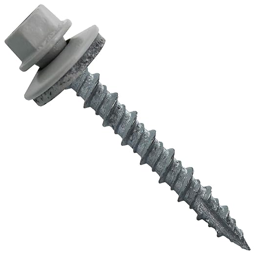 Metal Roofing Screws: (250) 10 x 1-1/2"Old Town Gray Hex Head Sheet Metal Roof Screw. Self Starting Metal to Wood siding Screws. EPDM Washer. Colored Head