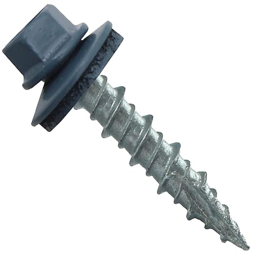 Metal Roofing Screws: (250) 10 x 1 Ocean Blue Hex Head Sheet Metal Roof Screw. Self Starting Metal to Wood siding Screws. EPDM Washer. Colored Head