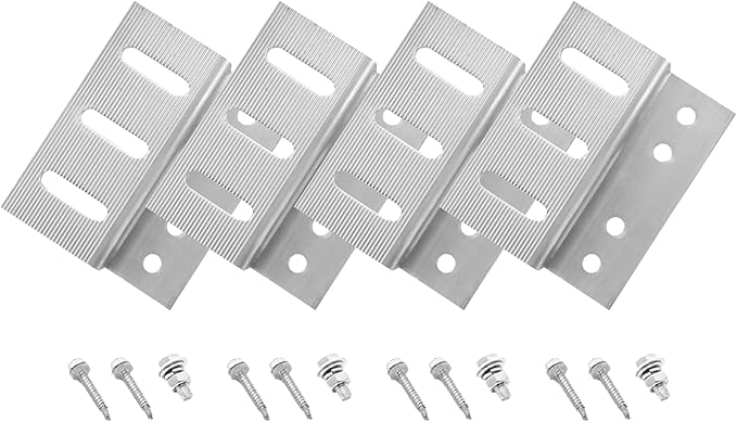 Newpowa Solar Panel Mounting Z Brackets, with Nuts and Bolts, Designed for PRO Series, Sliver, 4 Units per Set