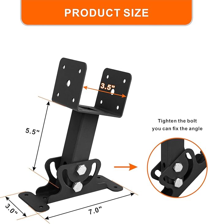 3PCS Roof Riser Brackets Kit - Adjustable Pergola Beam Brackets - Heavy Duty Mount Brackets for 3-1/2" Wood Post, Black