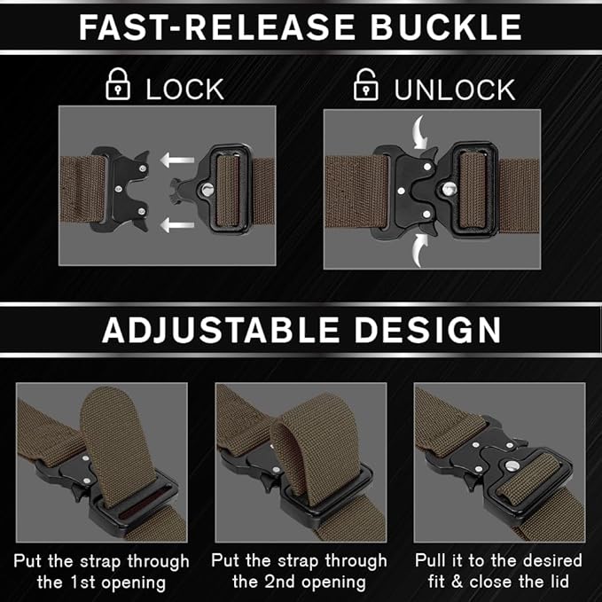 TECEUM Tactical Belt – Heavy-Duty & Quick Release – Military, Work, Rigger, Duty & Utility Belt for Men