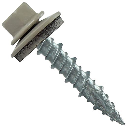 10 x 1 ASH Gray Metal Roofing Screws - Hex Washer Head- Self-Starting/Tapping - EPDM Washer. 1 Bag - 250 Screws