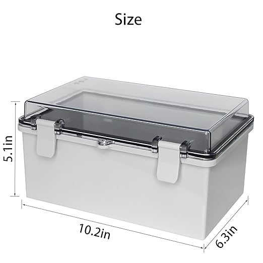 Waterproof Electrical Junction Box, Outdoor Electrical Box Waterproof ABS Plastic Project Enclosure Suitable for Marine Vessels, Garages, and Solar Panel Installations Clear 10.2"x6.2"x5.1"