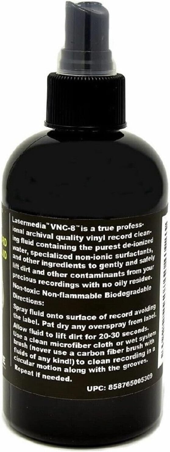 Vinyl Record Cleaning Solution Fluid Professional Residue Free 8 Oz (237 ML) Spray Bottle VNC-8 Made in USA- Tariff Free