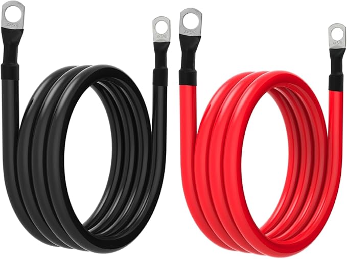 4 AWG Battery Cable 4AWG Gauge Battery Inverter Cables for Automotive Solar Marine Boat RV Car Motorcycle (4 AWG, 6FT, 3/8")