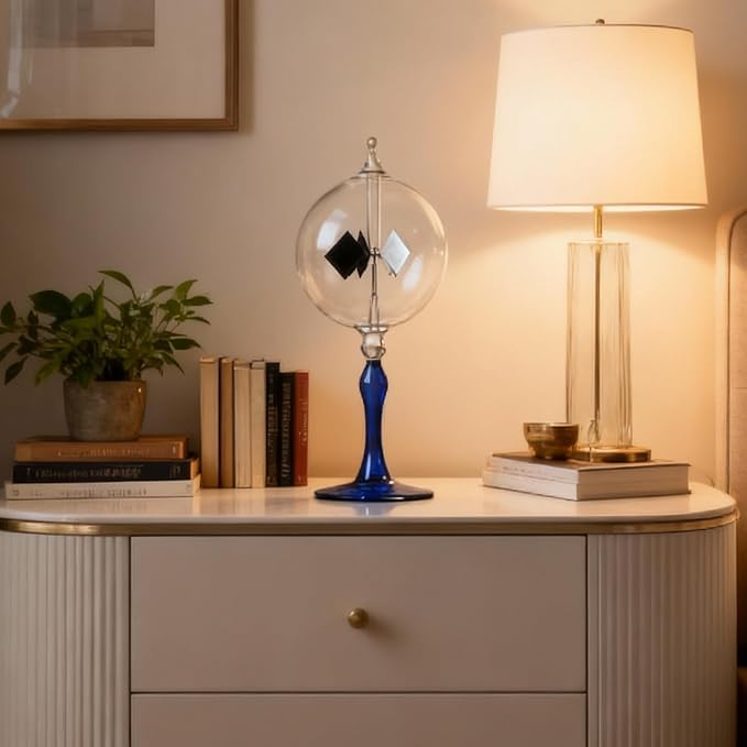 Large Solar Power Crookes Radiometer Gift Home Desk Decoration (Blue)