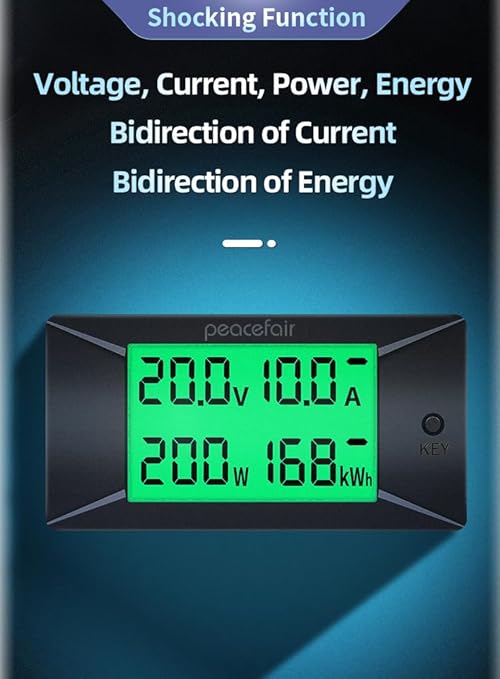 DC Battery Monitor Meter,0-100V,0-100A, Widely Applied to 12V/24V/48V RV/Car Battery, LCD Display, Digital Current Voltage Solar Power Meter (Upgrade Meter(Built-in 100A Shunt))
