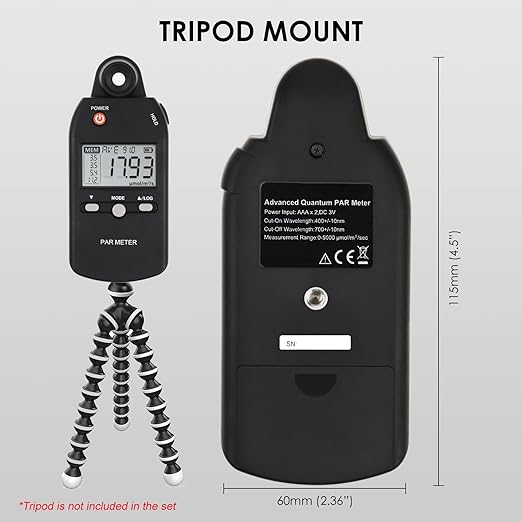 Quantum PAR Meter Full-Spectrum High Precision PPFD Tester for Photosynthetic Activity of Indoor and Outdoor Plants 400-700nm Light Lux Tester