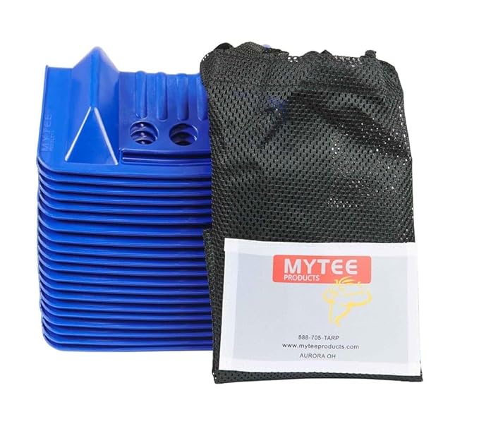 Mytee Products (120 Pack) 4" x 4" x 10" Blue Corner Protector V Shaped Flatbed Edge Guards with Carrying Case - Cargo Load Corner Edge Protector and Tie-Down Strap Guard for Flatbed