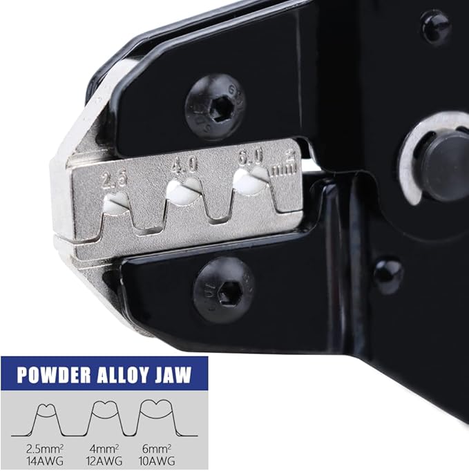 Solar PV Cable Crimping Tool for Solar Wire Connectors, AWG14-10 (2.5/4/6mm²) - 7 In Mini Piler