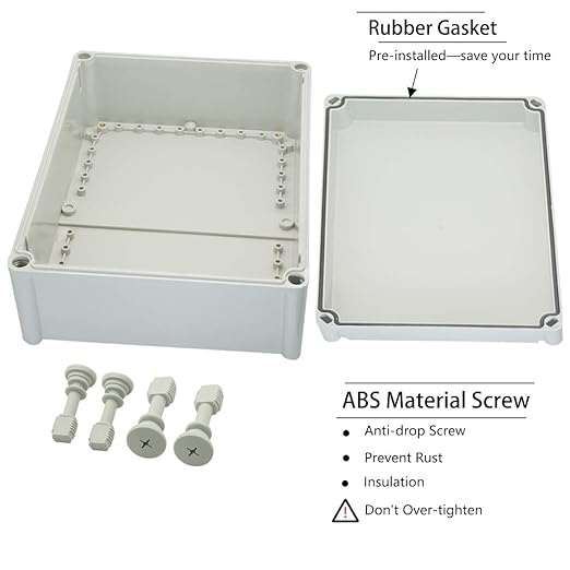 Zulkit Junction Box ABS Plastic Dustproof Waterproof IP67 Junction Boxes Universal Electrical Project Enclosure DIY Electronic Project Box Grey 14.96 x 11.02 x 5.12 inch (380 x 280 x 130 mm)